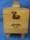 Vintage Esquire Shoe Valet - De Luxe - Pat Pend - Shoe Shine Box Plus Contents 11” T  7” Wx 10” Deep