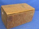 Interesting hand made Pine Box with Hinged lid – Marked SPIB HT 578 Malbern 10” L x 5 1/2” X X 5 1/2