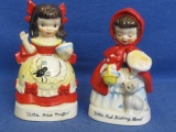 2 Vintage Nursery Rhyme Figurines: “Little Miss Muffet” & “Little Red Riding Hood” - Each Appx 5” T