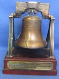 Desk Top Liberty Bell – Stands  8” Tall – Bronze Finish – Rings – “Centennial Celebration 1876-1976”