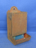 Vintage Match Safe 6” Tall  – Contains a carboard box of matches