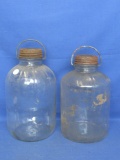 2 Clear Duraglass  Glallon  Jars with Atlas EDJ Seal  Screw Caps with Glass Insert