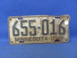 1941 Minnesota License Plate – As Shown