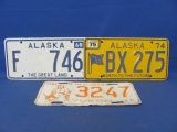 1960's – 1970's Alaska License Plates (3) – As Shown
