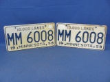 1958 Minnesota License Plates – Pair – As Shown