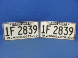 1960 Minnesota License Plates – Pair – As Shown