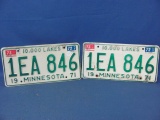 1971 Minnesota License Plates – Pair – As Shown