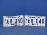1980 Minnesota License Plates – Pair – As Shown