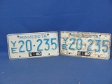 1980 Minnesota License Plates – Pair – As Shown