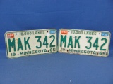 1965 Minnesota License Plates – Pair – As Shown