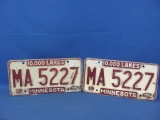 1962 Minnesota License Plates – Pair – As Shown
