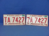 1970 Minnesota License Plates – Pair – As Shown