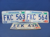 1989 Minnesota License Plates – 3 Pair – As Shown