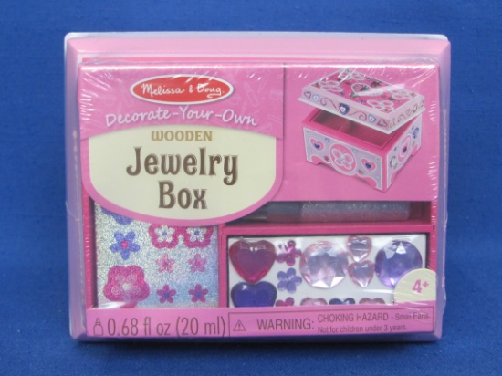 Melissa & Doug Decorate-Your-Own Wooden Jewelry Box – Sealed – 6 1/4” x 5 1/4”