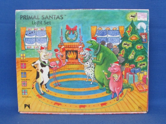 Primal Santas Light Set – Santa Swine – Plastic Pigs with Stocking Hats – Works – 1993