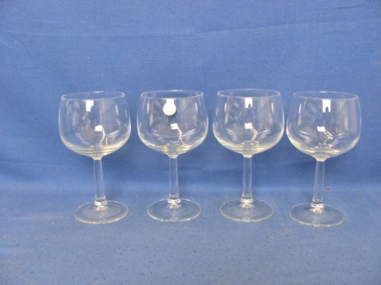 Glass Wine Goblets (4) – 6 3/8” T – No Chips or Cracks – As Shown