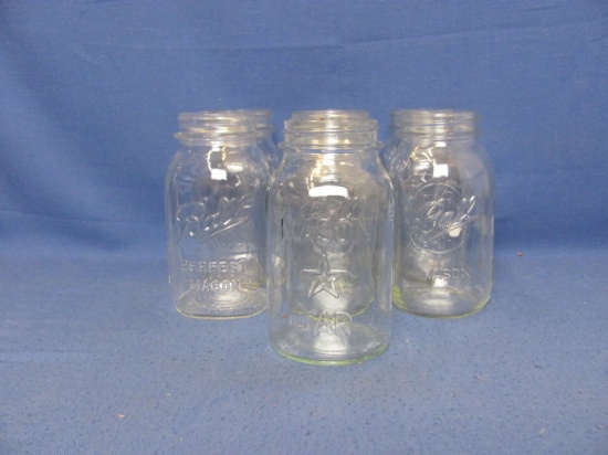 Ball & Star Mason Glass Jars (7) – 6 3/4” T – No Chips or Cracks