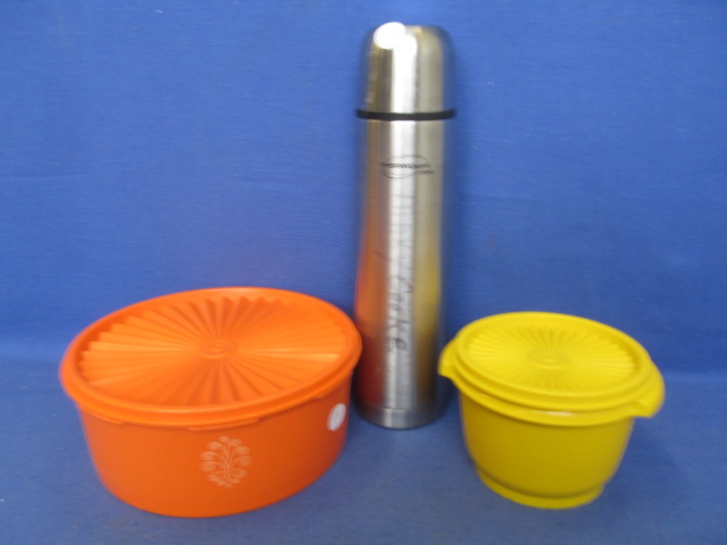 2 Vintage 1970's Tupperware Bowls 5” & 8” and Thermo Cafe 11 1/2” Tall  Thermos – Stainless | Art, Antiques & Collectibles Collectibles Vintage &  Retro Collectibles | Online Auctions | Proxibid