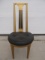 Vintage Side Chair – Wooden – Gold & Black finish – Stands Appx 39 1/2” T with an 18 1/2” DIA Seat