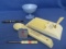 Mixed Lot Collectibles: Modern Tone Glass Sherbet, 4 Advertising Items & Fountain Pen
