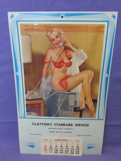 1966 Nude Woman Calendar w Transparency Underwear – Clayton's Standard Service