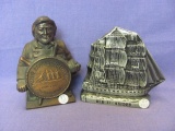 Banthrico Copper & Sliver Plated Banks (2) – Sailor & USS Constitution (1974) – No Key