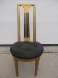 Vintage Side Chair – Wooden – Gold & Black finish – Stands Appx 39 1/2” T with an 18 1/2” DIA Seat