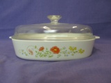 Vintage 9” Square Corning Ware Casserole Dish with Clear Pyrex Lid