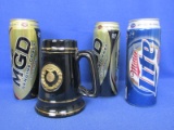 University of Minnesota Mug & 3 Miller Beer Harley-Davidson 24 Oz Cans – Mug is 6” tall