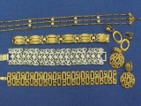 Vintage Jewelry: Bracelets by Trifari & Coro (2 w Matching Earrings) Necklace w Faux Pearls