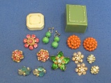 Vintage Pins/Brooches & Clip-on Earrings – Rhinestones – 2 small pink pins by Coro