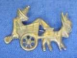 .800 Silver Pin/Brooch – Donkey Pulling Cart w Drunk? - Signed but couldn't make it out – 8.5 grams