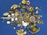 Small Lot of Jewelry for Crafts – Rhinestones, single Earrings & more