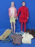 2 Early Ken Dolls – 1 dated 1960 – 2 Black Label Shirts – Some Handmade Clothes