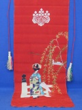 Fabric Wall Hanging – Japanese Geisha – 34” long – Has Separate Corded Tassels