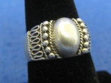Sterling Silver Ring – Beaded & Loop Design – Size 8 – Weight is 6.3 grams