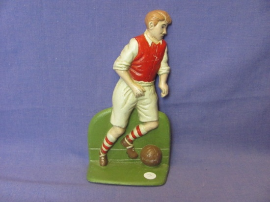 Cast Iron Soccer Player Door Stop – 10 1/8” L – As Shown