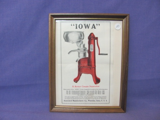 Iowa Cream Separator Framed Picture – Waterloo IA - 9 1/2” x 12 1/8”