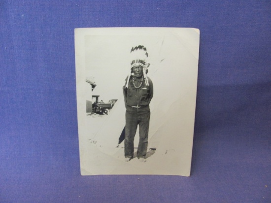 Black & White Photograph of Old Indian Chief – 5” x 6 1/2” - Crease Marks