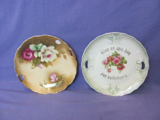 German Religious Plate & Lefton Flowered Plate – 9” & 9 1/4” D – No Chips or Cracks