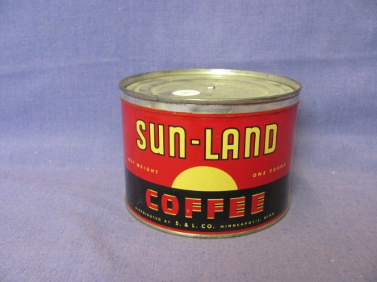 Sun Land 1 lb. Coffee Can – Minneapolis MN – 3 1/2” H – 5 1/8” D – As Shown