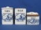 Delft? Ceramic Set – Flour w Lid – Sugar (no lid) Wall Mount Salt w Wood Lid – Tallest is 6 1/4”