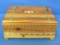Nice Cedar Box with Decal on Lid – Hand Painted Stripes – 9” x 6 1/2” - 3 3/4” tall