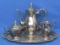 Wallace Silverplate Coffee Set: Tray, Coffee Pot, Creamer & Covered Sugar – Tray is 16 1/4” x 11 3/4