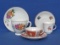 3 Cup & Saucer Sets: Roses made in China, Fruit made in Germany, Smallest Unknown