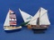 4 Small Wood Boat/Ship Figurines or Models – Tallest is 5 1/4” - All in good condition