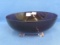 Pretty Purple Glass Bowl – 3 Clear Glass Feet – 11 1/2” in diameter – 4 3/4” tall