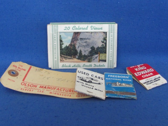 Advertising: 20 Small Views Black Hills SD – 3 Matchbooks – Tag from Olson Manufacturing