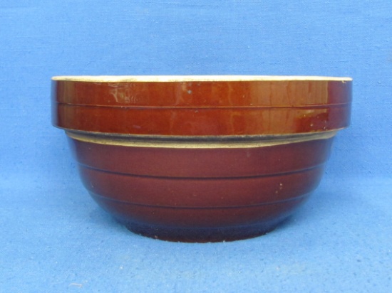 Brown Glazed Stoneware Shoulder Bowl – Marked “USA 9”” - 9” in diameter – 4 1/2” tall