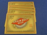 Vintage Beer Bottle Labels – Un-used Stock – 5 for 1 Quart Grain Belt Beer